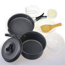 Load image into Gallery viewer, 8-piece Cooking Picnic Bowl Pot/Pan Set for outdoor hiking, camping, picnics.
