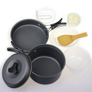 8-piece Cooking Picnic Bowl Pot/Pan Set for outdoor hiking, camping, picnics.