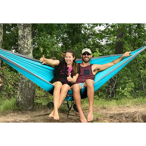 Portable Camping Hammock with Hammock Tree Straps for hiking, backpacking and all other outdoor activities.