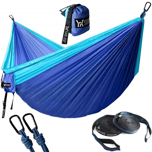 Portable Camping Hammock with Hammock Tree Straps for hiking, backpacking and all other outdoor activities.